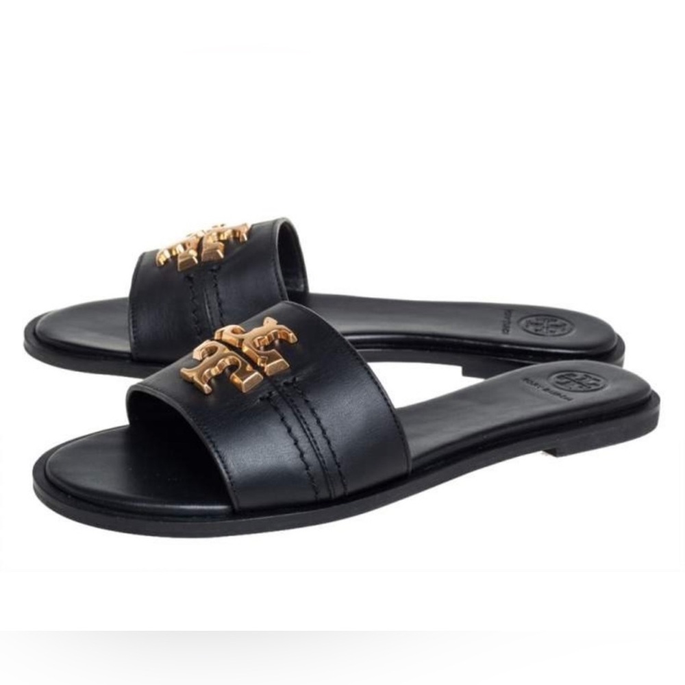NWT Luxury Spring Summer Beach Authentic RARE Tory Burch Black Everly Slide/Shoe